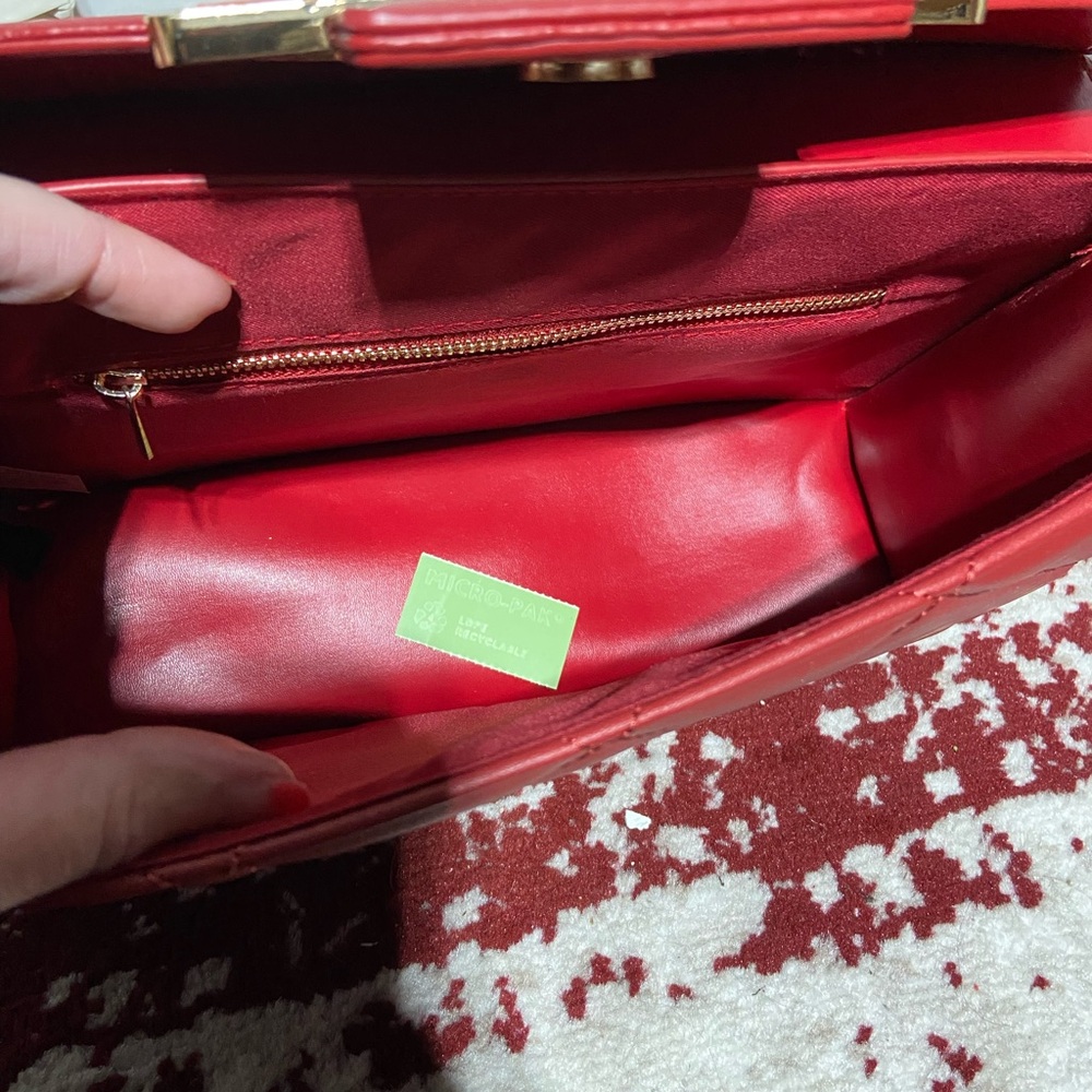 NWT Valentino Orlandi Red Crossbody Bag With Top Handle Carry. Made in Italy - Picture 11 of 15